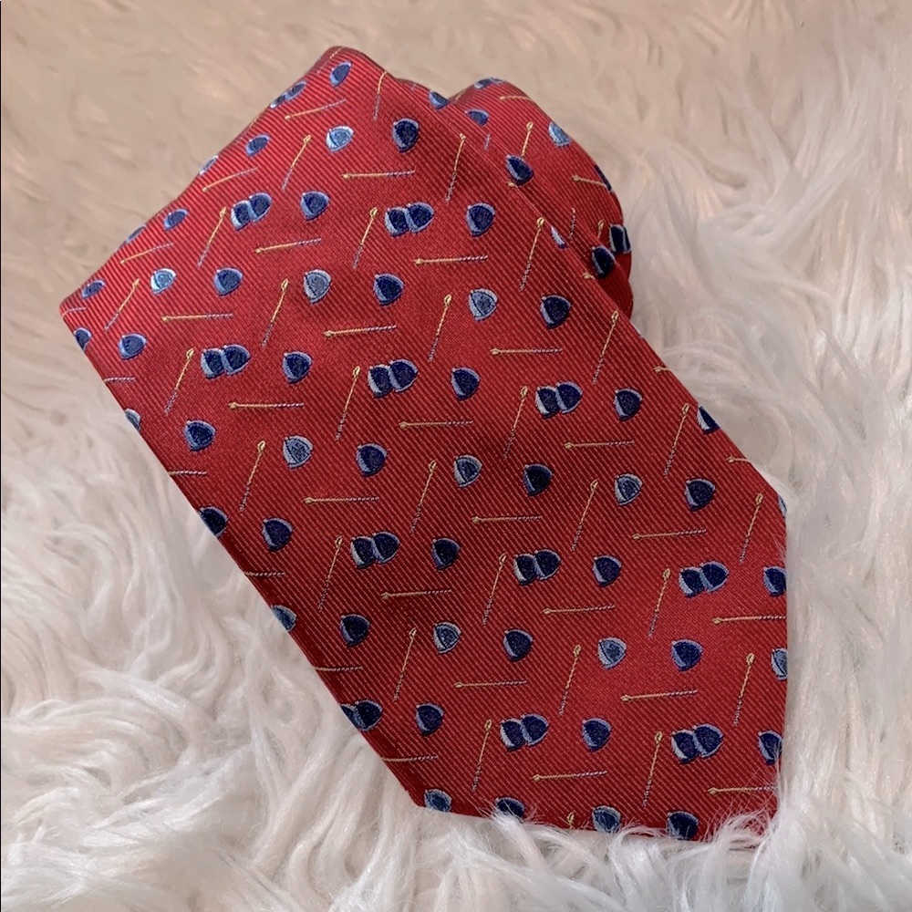 DUNHILL Red and Blue Geometric Silk Tie Men’s